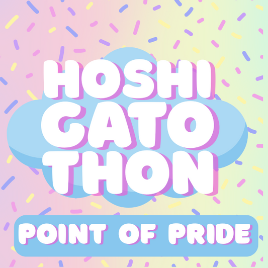 Point of Pride on a rainbow sprinkle background