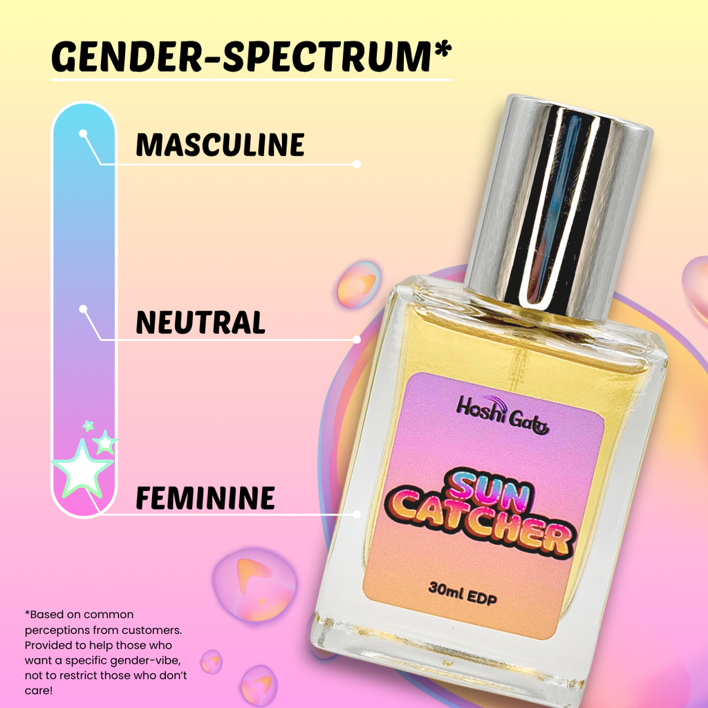 Sun Catcher on a colorful background with gender spectrum indicating that it is typically perceived as Feminine.